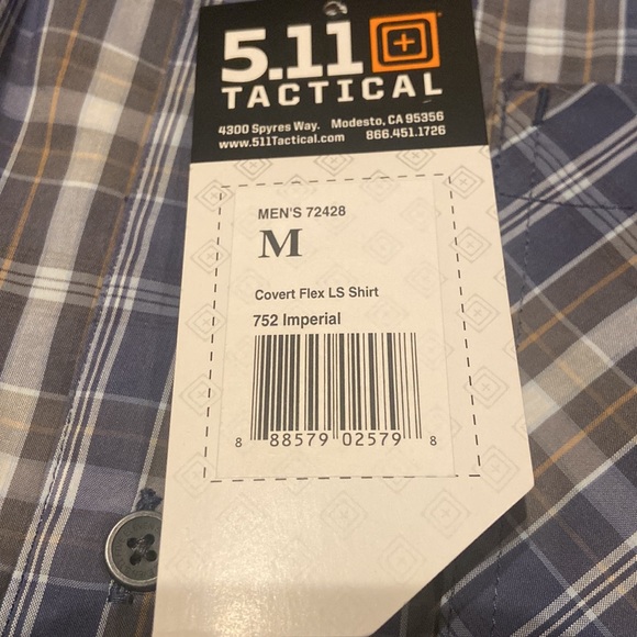 5.11 TACTICAL Size M Covert Flex Long Sleeve Button Down Shirt NWT - Picture 8 of 9